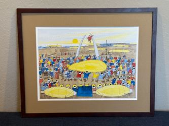 KEN LISBOURNE - Inupiat Artist Signed Lithograph "Blanket Toss (Nalukatuk)" 2008