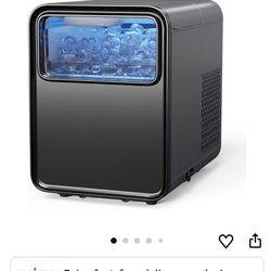 BREEZOME Ice Maker Countertop, 9 Ice Cubes in 6 mins, Self-Cleaning Portable Ice Machine with Basket and Scoop, 2 Sizes of Bullet Ice for Home Kitchen