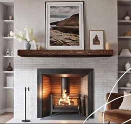 BoscoMondo Solid Wood Fireplace Mantel Shelf, Floating Mantle for Living Room, Farmhouse Rustic Wood Mantel, Easy Wall Mount with Heavy-Duty Metal Bra