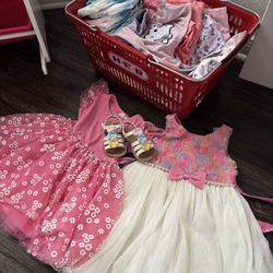 Basket Of Baby Girl Clothes 