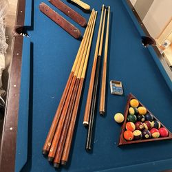 Olhausen Blue felt pool table 