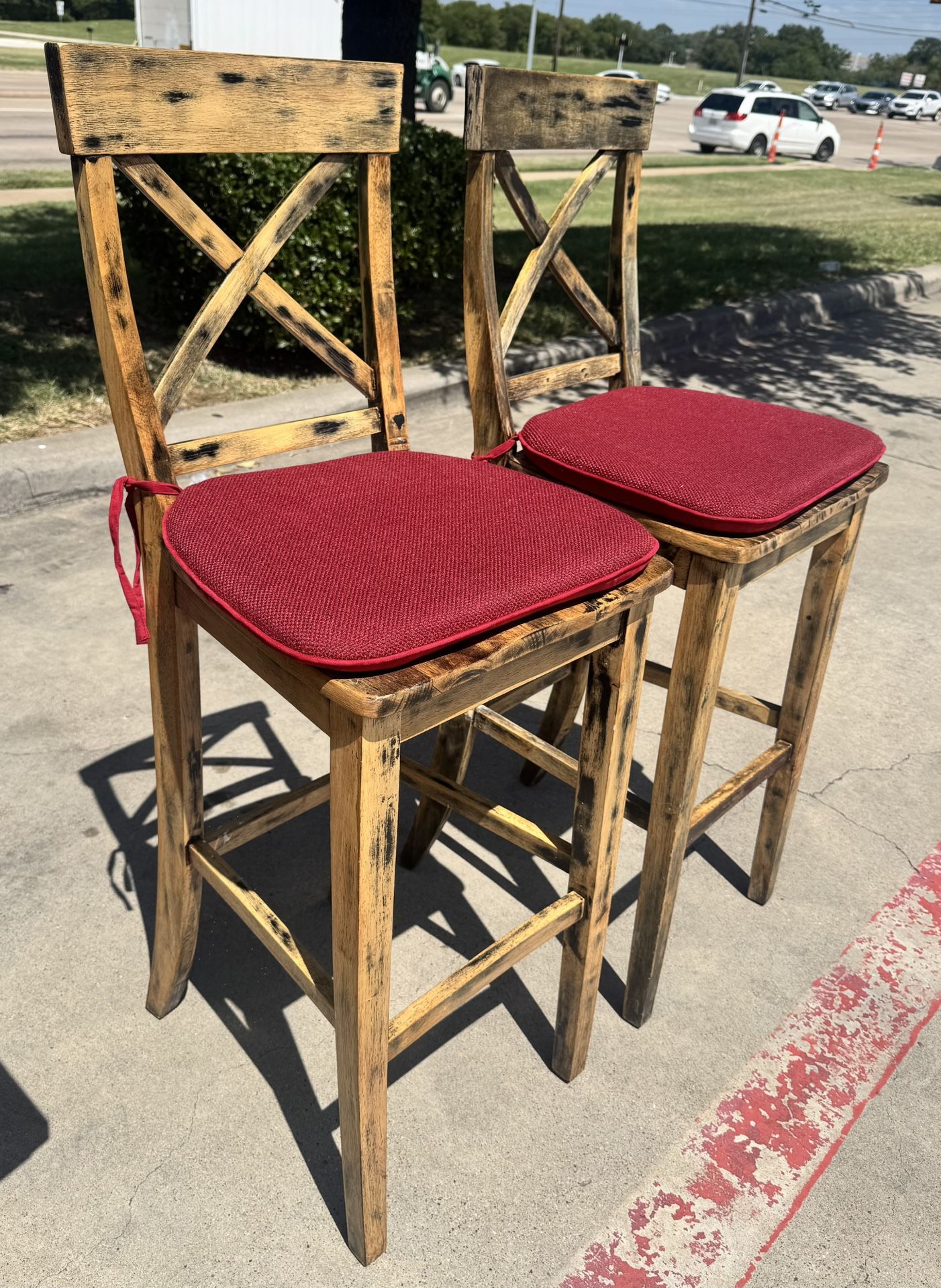Wooden Bar Chairs Rustic Barn Style