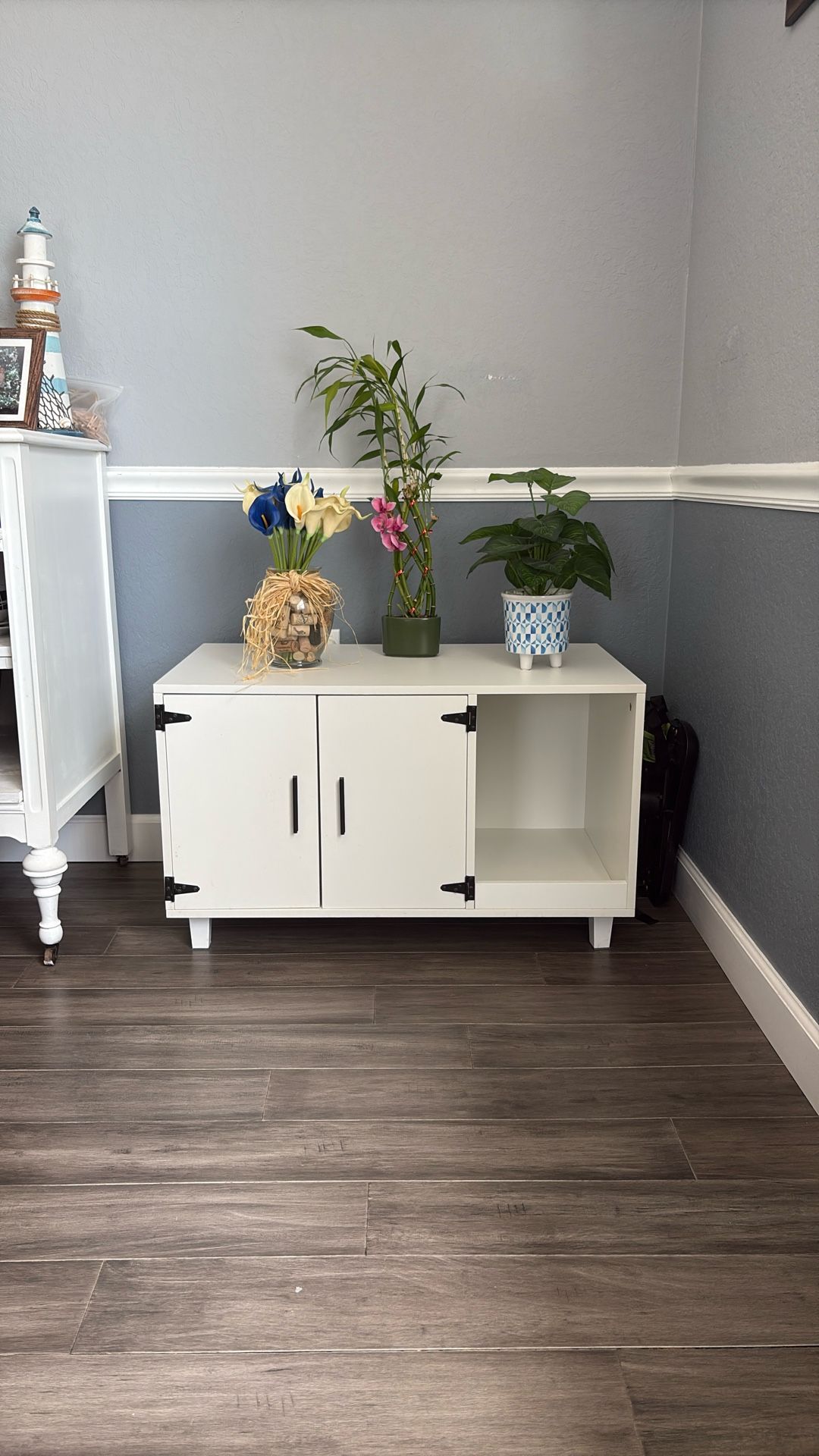 White Litter Box Cabinet