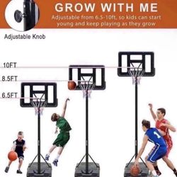 Portable Basketball Hoop Height Adjustable Basketball Hoop Stand 6.6ft - 10ft with 44 Inch Backboard and Wheels for Adults Teens Outdoor Indoor
