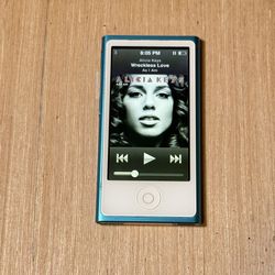 iPod Nano 7thGen Blue 16GB Model:A1446 w/3066-Songs/Charg Tested Good Read Blw! 