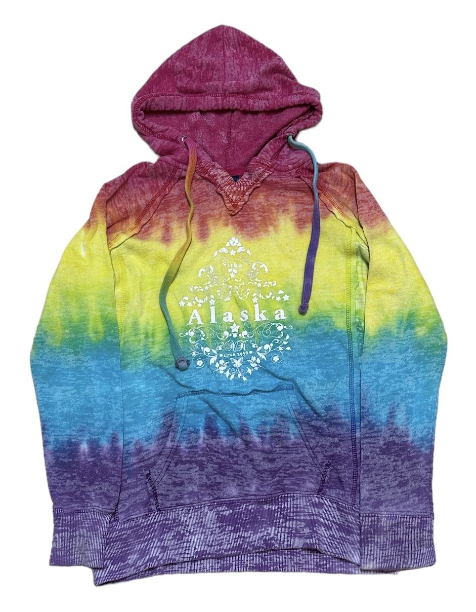 MV Sport Hoodie Women’s Small Rainbow Multicolor Fleece Sweatshirt Alaska 1959