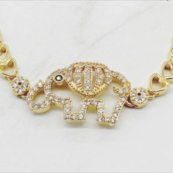 Elephant Bracelet 14kt Gold Filled Ladies CZ Pulsera Elefante  Oro Laminado  