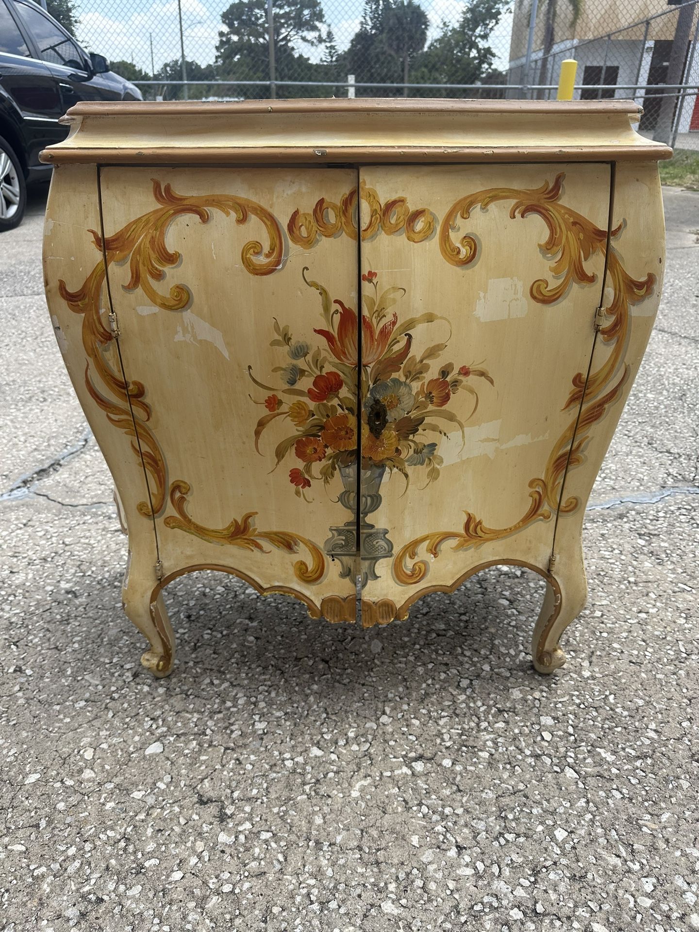 Antique French Provincial Light Yellow Wood Style Cabinet