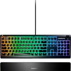 SteelSeries - Apex 3 Full Size Wired Membrane Whisper Quiet Switch Gaming Keyboard with 10 zone RGB Backlighting - Black