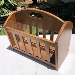 Solid Oak Wood Magazine Rack Holder