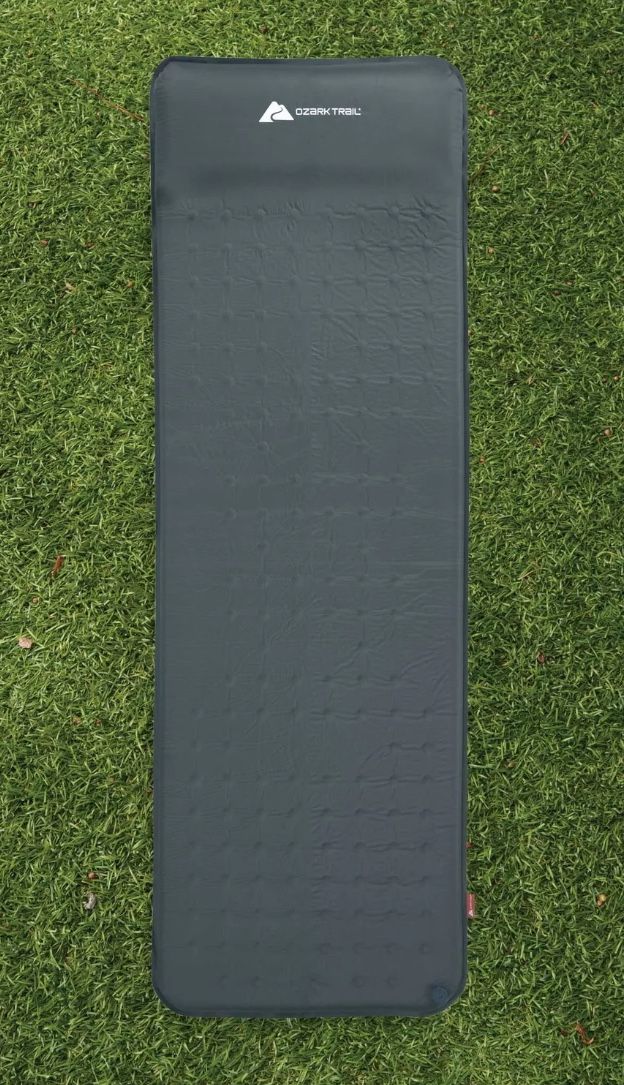 Ozark Trail Self-Inflating Camp Pad with Pillow - Grey, Adult, 78" L x 25" W x 2" H