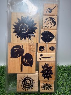 Summer sunflower Stampin' Up! Floral Wood Rubber Stamp Set of 11