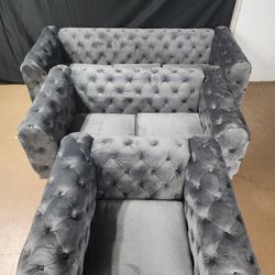 Grey Glam Sofa Loveseat And Chair !! Huge Sale
