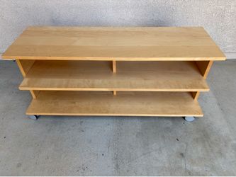 CLEAN 3-Tier Light-Wood TV Console/Stand/Unit With Caster Wheels For Mobility