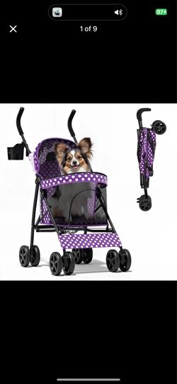 STUNNING PURPLE POLKADOT PET STROLLER 💜🐾✨