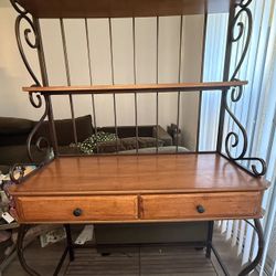 Beautiful Wrought Iron & Wood Bakers Rack