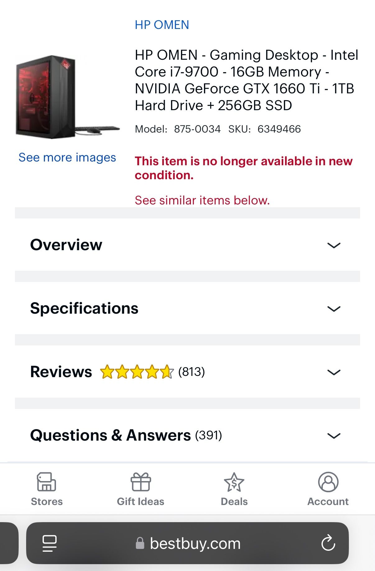HP OMEN - Gaming Desktop - Intel Core i7-9700 - 16GB Memory - NVIDIA GeForce GTX 1660 Ti - 1TB Hard Drive + 256GB SSD