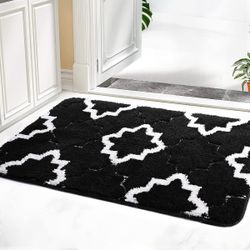 Indoor Door Mat -Super Water Absorbent Door Mats Premium Black Clover Pattern 24"X36" Non-Slip Rug for Entrance, Kitchen, Bathroom,Machine Washable Do