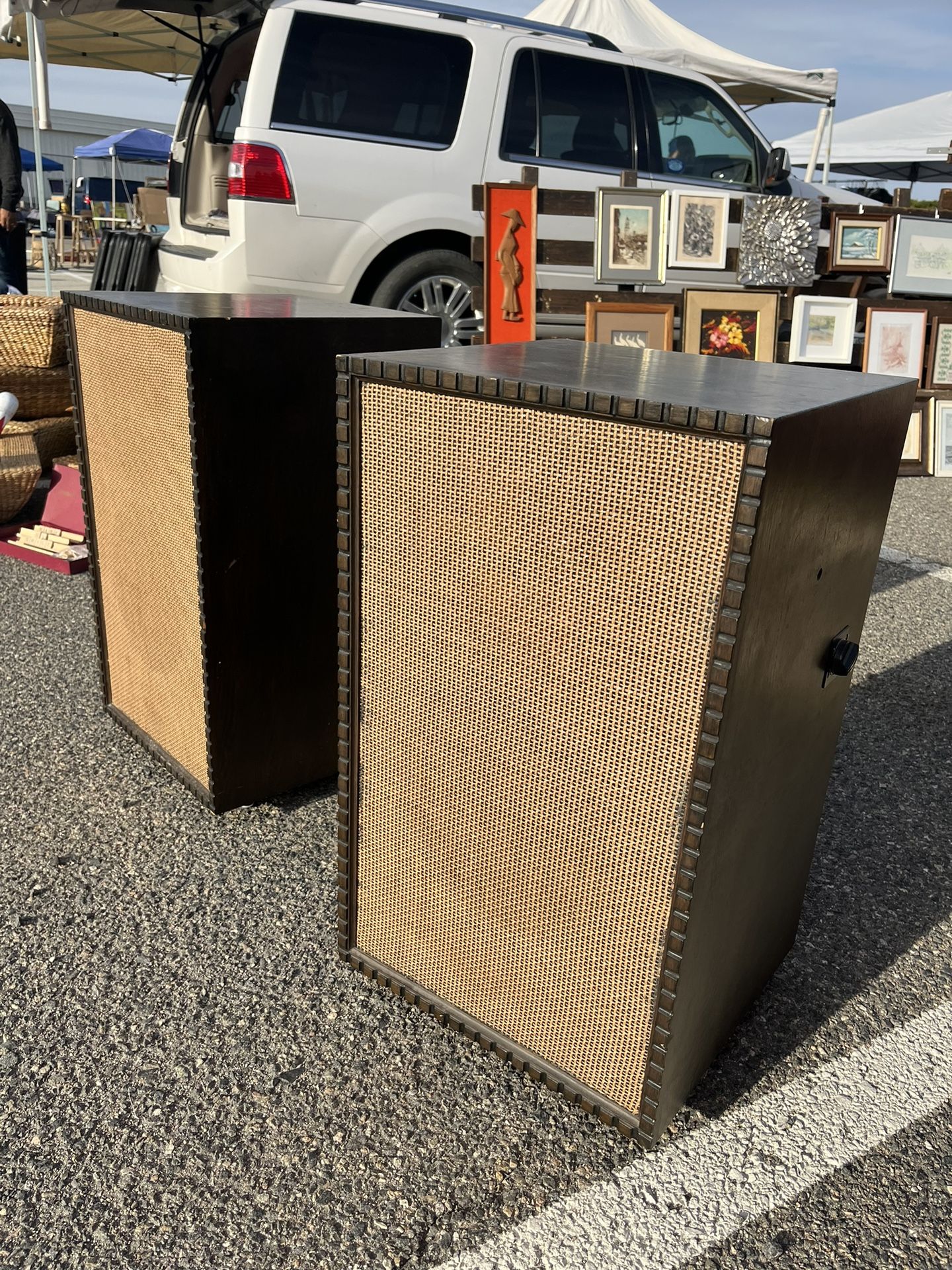 1970s MCM Wooden Speakers With Volume Control