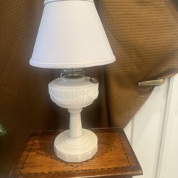 Rare Vintage Blush Color Milk Glass Oil Lamp