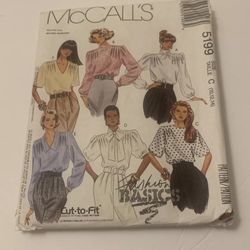 Vintage McCall's Pattern 5199 Misses' Blouse & Scarf Sewing Pattern Size 10-14