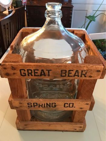 Great Bear Spring Co. crate and carved glass carboy