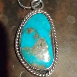 Vintage Turquoise and Sterling Silver Necklace 