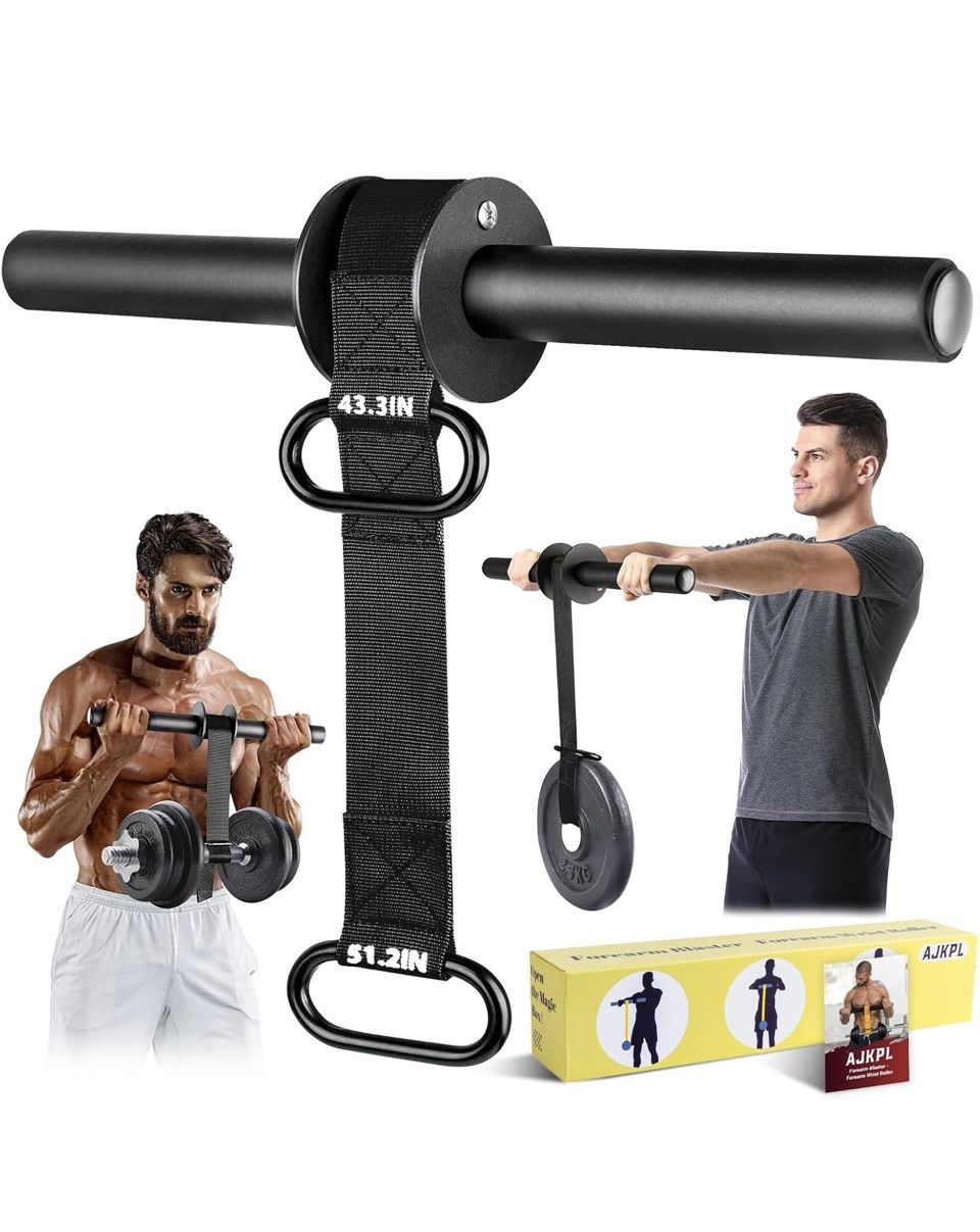Forearm Strengthener and Wrist Roller, Ultra-Strong Nylon Webbing Wrist & Forearm Blaster with Quick Locking Mechanism, Durable Anti-Slip Grip Handles