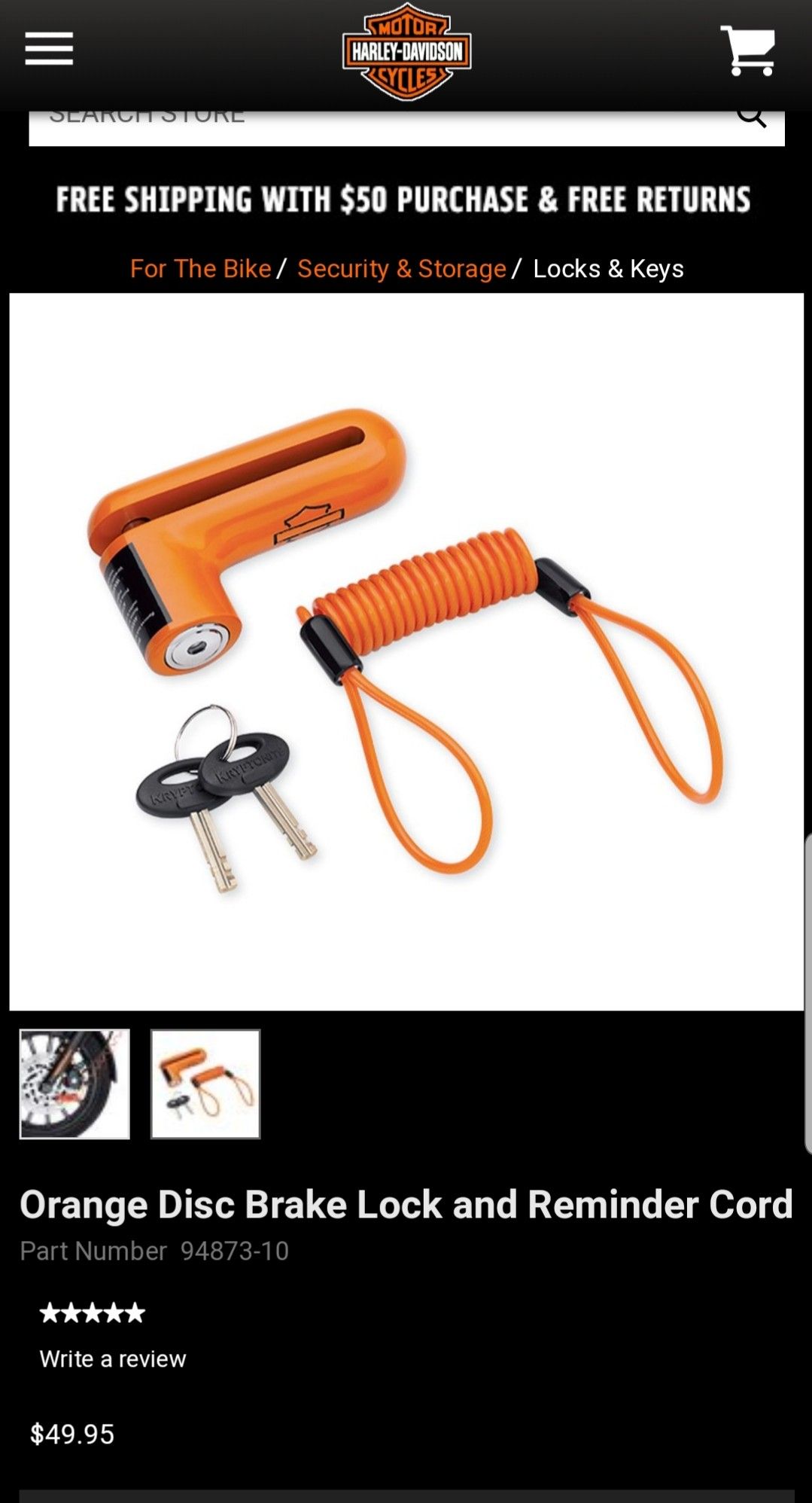 harley davidson orange kryptonite disc brake lock