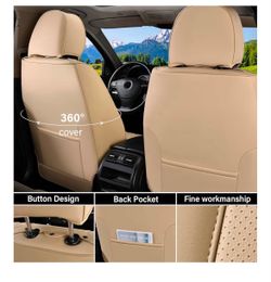 Beige Leather Car Seat Covers Set