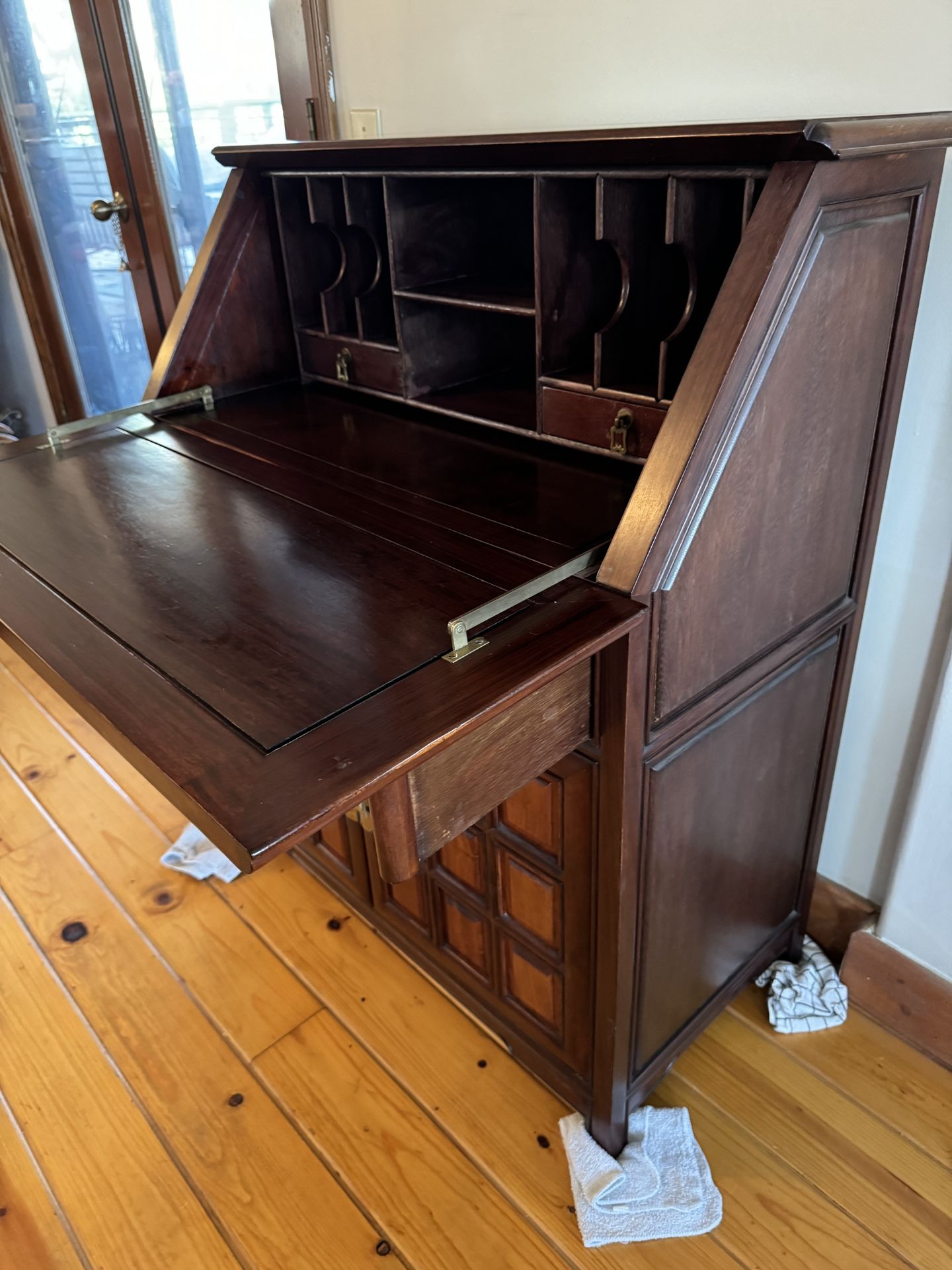 Spanish rosewood drop front secretary desk