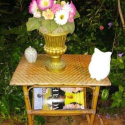 VTG Bamboo Rattan Furniture Table Magazine Rack