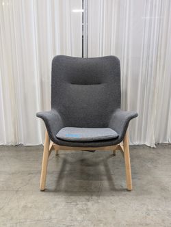 Scandinavian Modern IKEA VEDBO Armchair | Dark Grey Fabric Lounge Chair