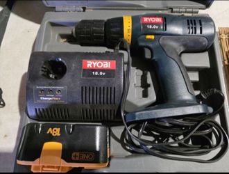 Ryobi 18 V Drill Battery Pack Charger, and Case