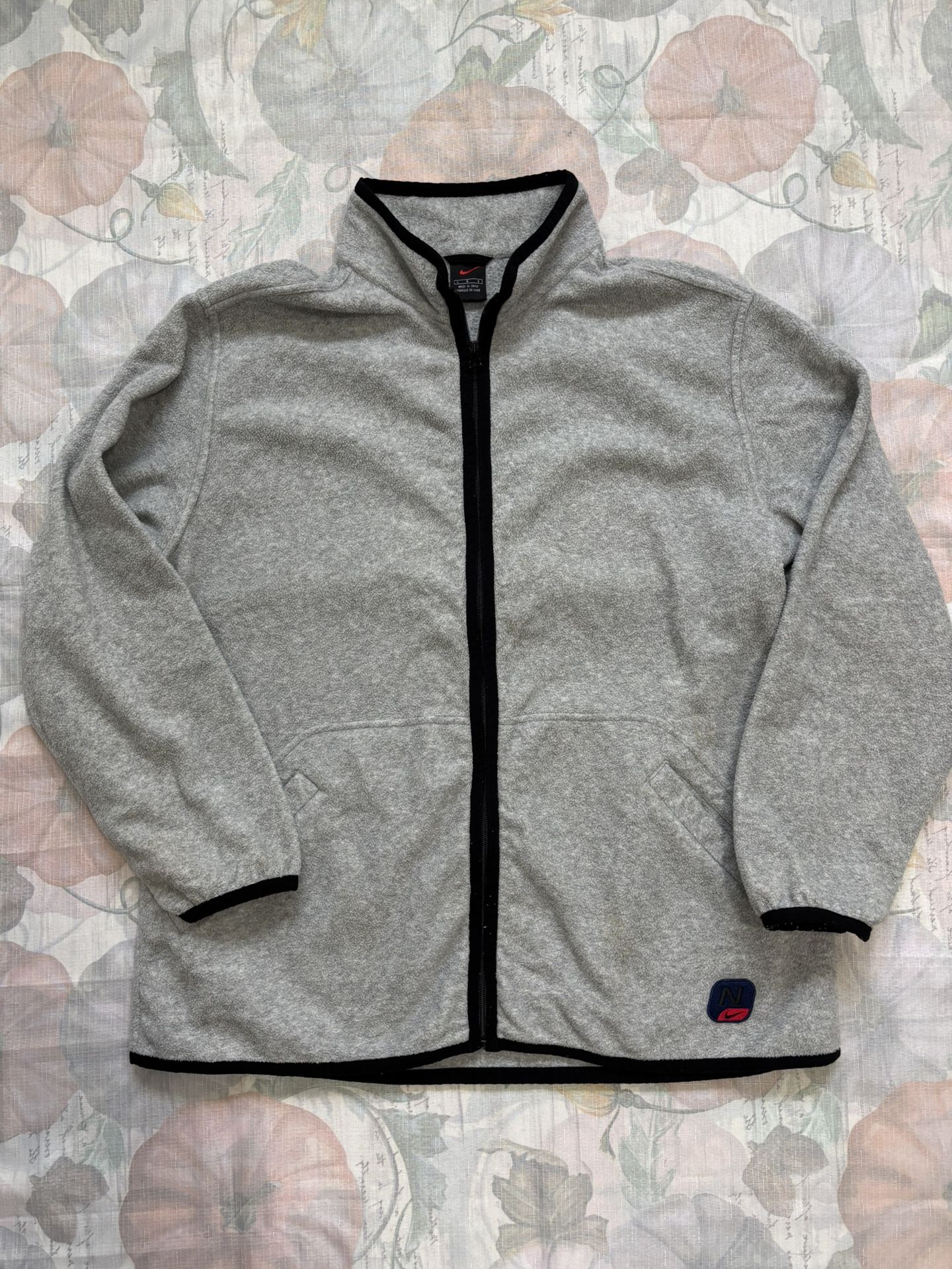 Nike Club Men's Fleece Sherpa Knit Full-Zip Jacket Gray Sz Large Collared Pocket