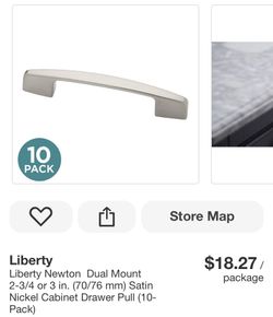 Nickel Cabinet Drawer Pull. 10 Pack