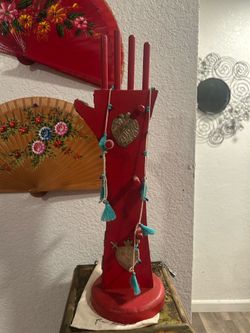 Red Wooden Heart Hand