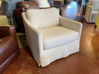 Off White Slip Cover Swivel Chair