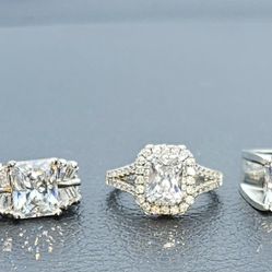 Moisiniate Diamonds Set In Italian Sterling Silver (Genuine And Tested) ~$60-$90