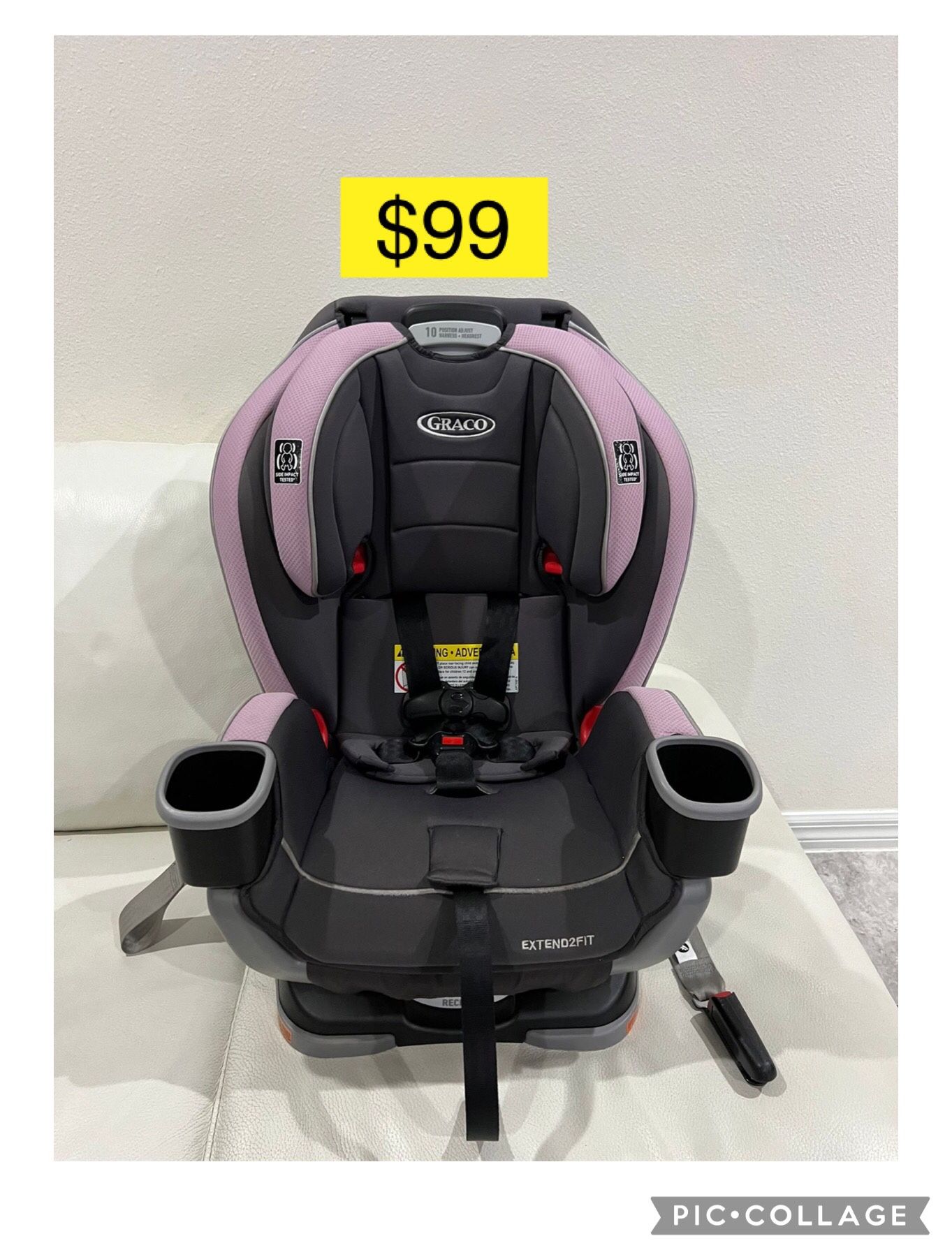 Graco EXTEND 2FIT ALL IN ONE car seat, double facing, new born to $100 lbs, recliner, convertible