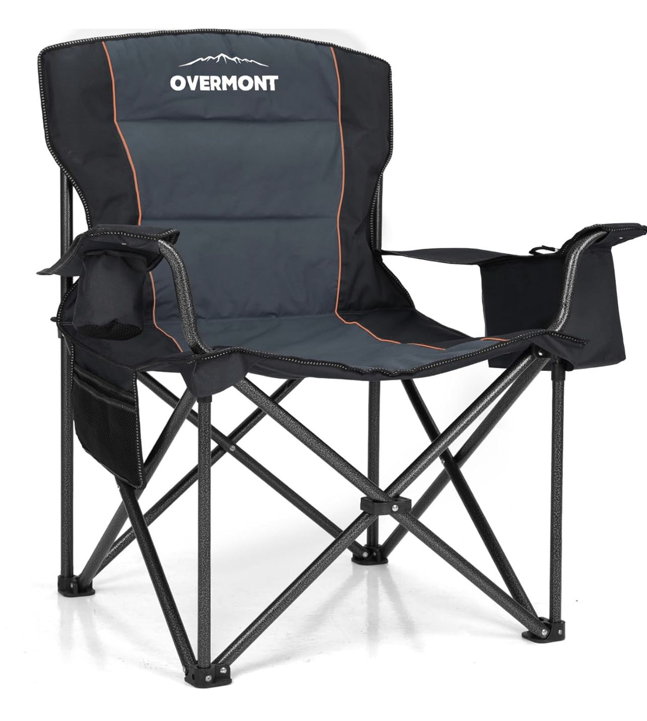 Overmont Oversized Folding Camping Chair - 450lbs Support with Padded Cushion Cooler Pockets - Heavy Duty Collapsible Chairs for Sports Garden Beach F