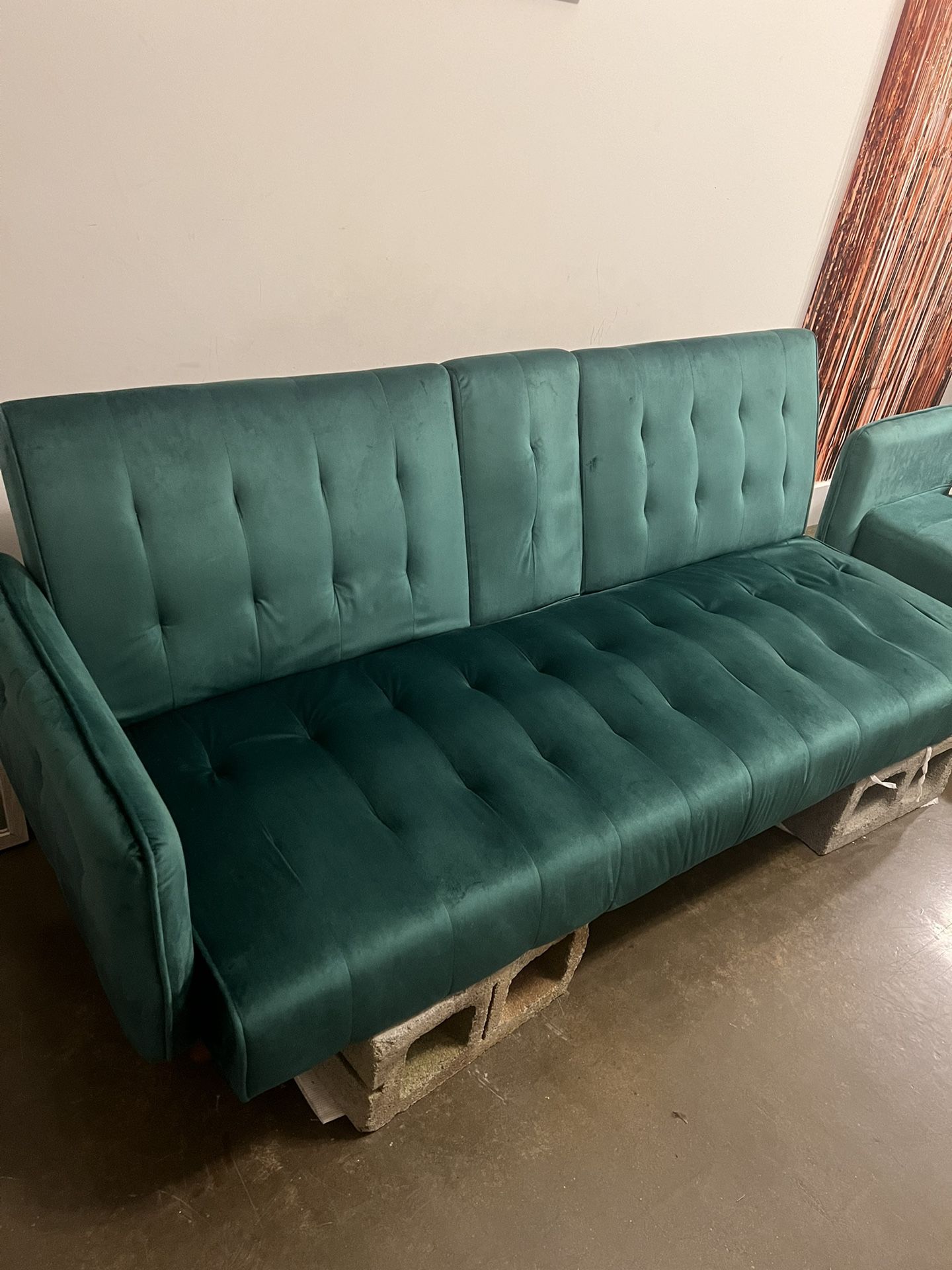 Koga 72'' Velvet Tufted Convertible Sofa