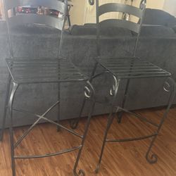 Two Black Metal Tall Chairs 