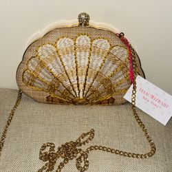 Isaac Mizrahi New York Seashell Clutch Yellow & Gold Detail