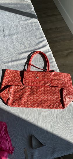 Authentic Goyard Hardy Pm Red Sac Tote Bag W/pouch