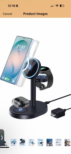 3 in 1 Wireless Charger for Samsung Galaxy, 15W Magnetic Super Fast Charging Station for MagSafe Samsung Galaxy S26 Ultra S25 S24 S23 Z Fold Flip Watc
