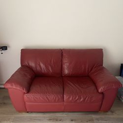 Red Leather Sofa / Loveseat 