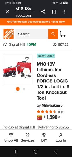 M18 18V Lithium Ion cordless force logic 1/2jn to 4in 6 ton knock out tool