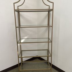 Glass Shelve Units  (5) - Gold Finish Metal And Glass