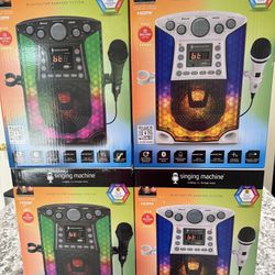 karaoke system Bluetooth with LED lights and microphone